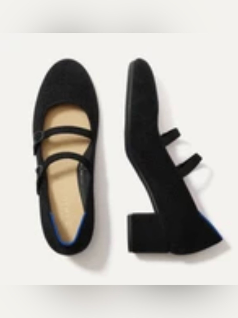 Rothy's Black ReVelvet Double Buckle Mary Jane
Heel